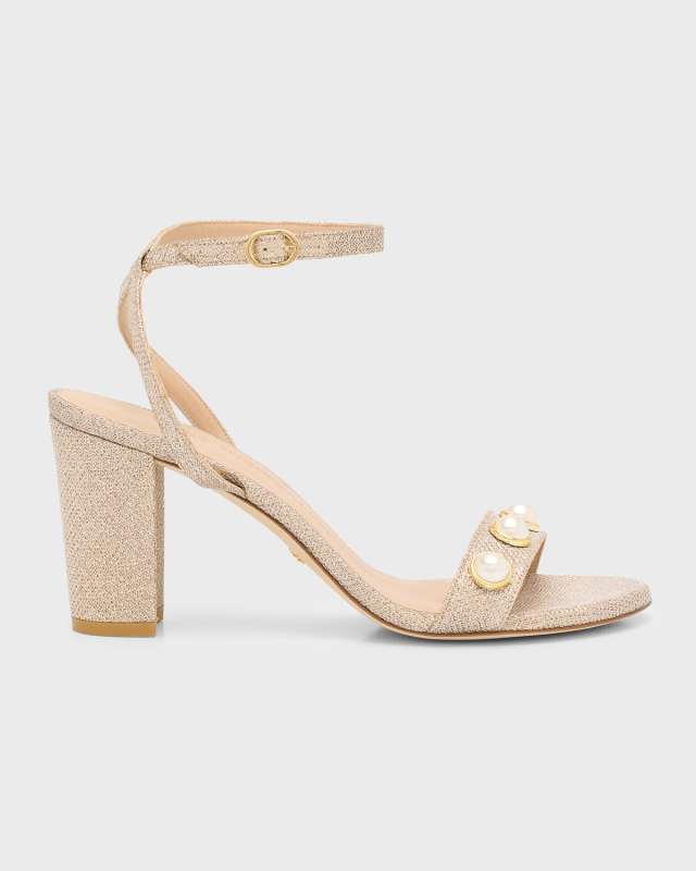 Nearlybare Metallic Pearly Ankle-Strap Sandals
